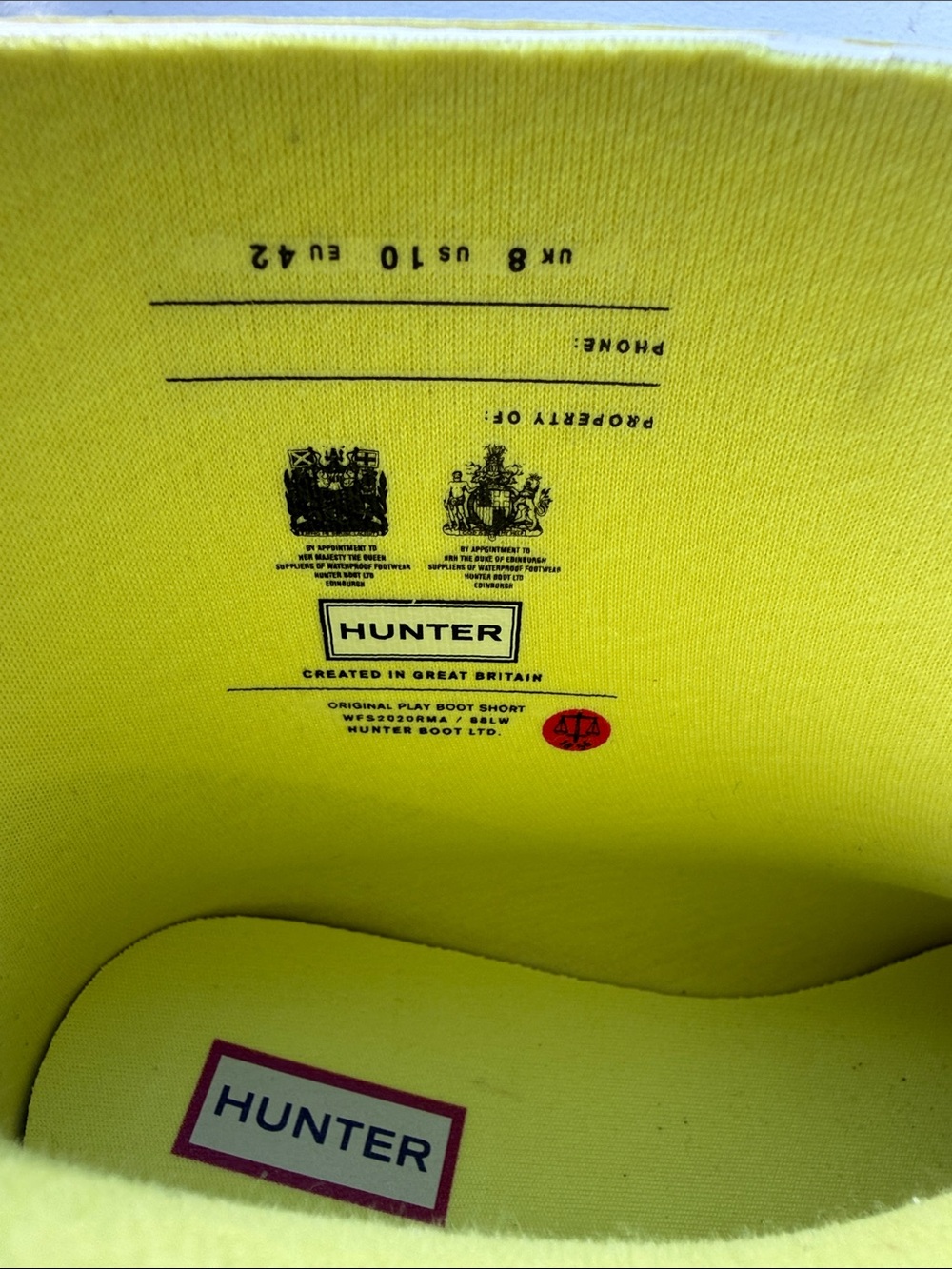 Hunter Original Play Short Rain Boots White Yellow Women’s Size 10 - Picture 2 of 12